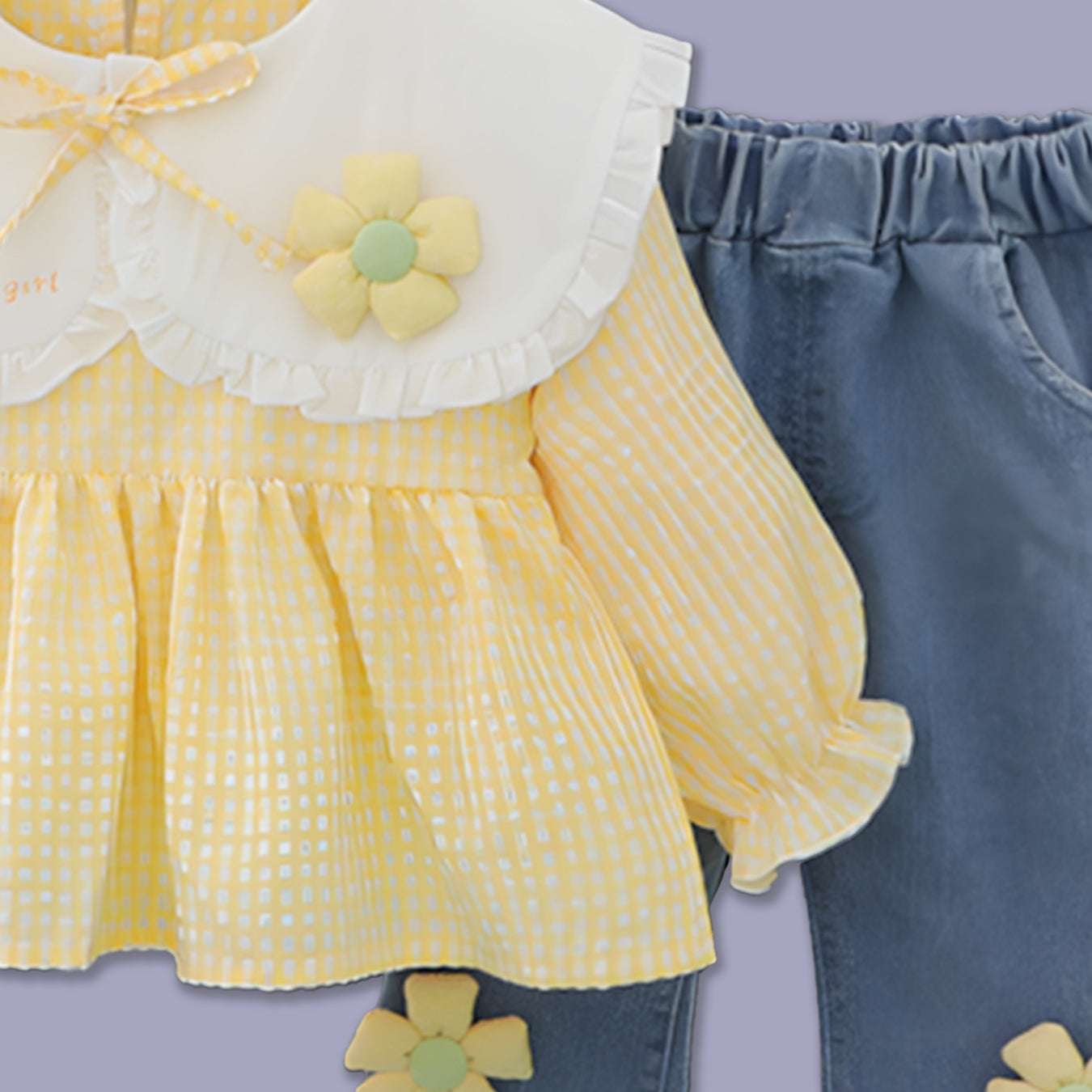 GIRL'S FLORAL TOP AND JEANS SET